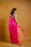 Bright Pink Silk Organza Saree Set