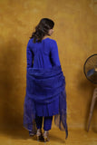 Cobalt Blue Crepe Mirror Work A-Line Kurta Set