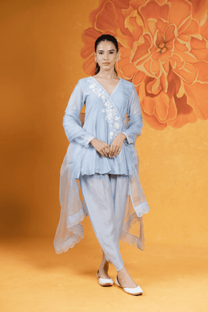 Powder Blue Short Kurta Set