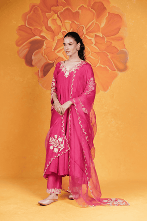 Hot Pink Flared Kurta Set