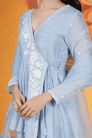 Powder Blue Short Kurta Set