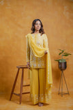 Yellow Georgette Thread Embroidered Kurta Set