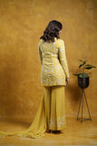 Yellow Georgette Thread Embroidered Kurta Set