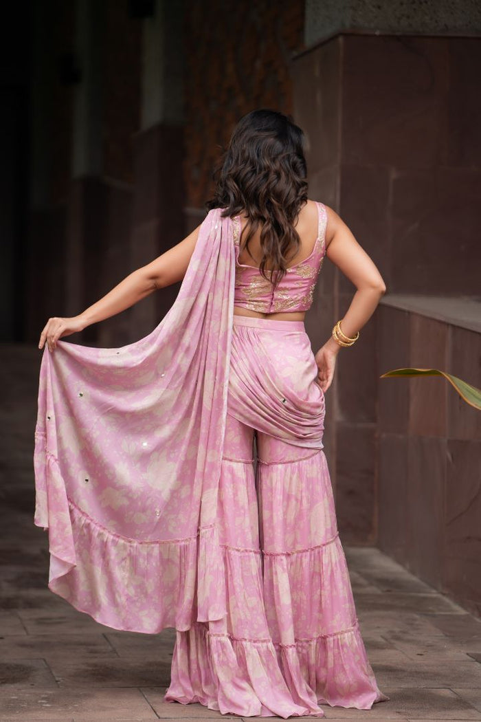 Gulabi Bagh Pre-Draped Sharara Set