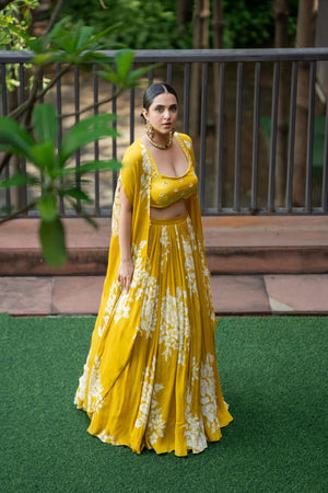 Haldi Peela Lehenga Set