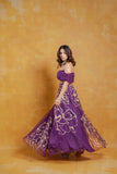 Deep Purple Net Hand Embroidered Lehenga Set